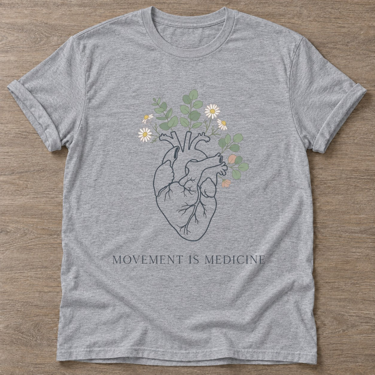 Sport Grey Bloom Within T-shirt — floral strength design, for women who train