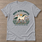 Sport Grey Purpose Rider T-shirt — motivational slogan design, for women who train