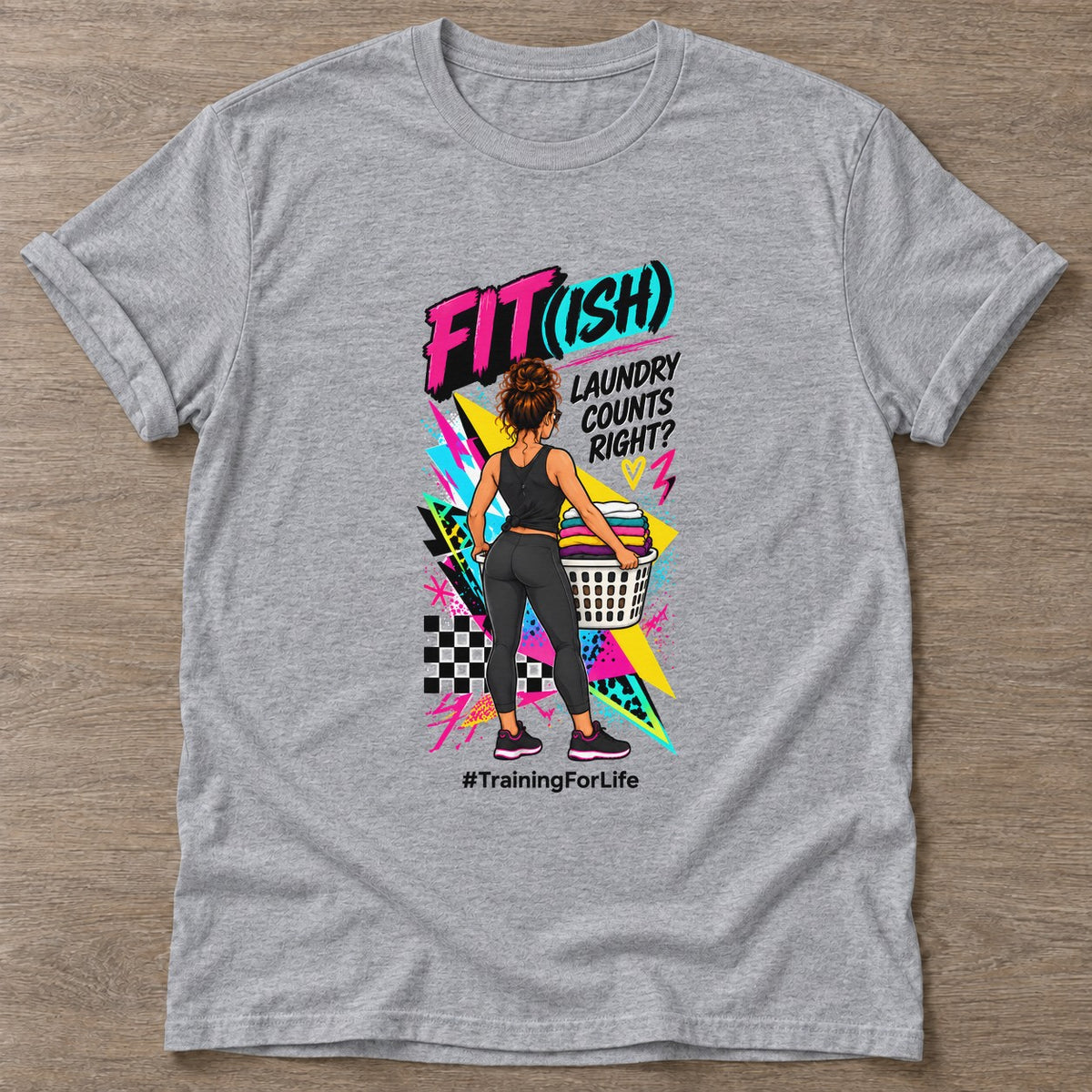 Sport Grey Laundry Counts Too T-shirt — funny gym slogan, for women who train and laugh about it