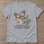Sport Grey Strength Takes Time T-shirt — longevity training design, for women over 40
