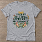 Sport Grey Bloom Intentional T-shirt — floral strength design, for women who train