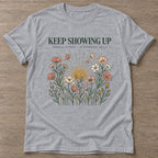 Sport Grey Small Steps Strong T-shirt — motivational slogan design, for women who train