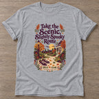 Sport Grey Scenic Spooky Route T-shirt — walking club design, for women who walk