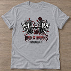 Sport Grey Thorned Strength T-shirt — floral strength design, for women who train