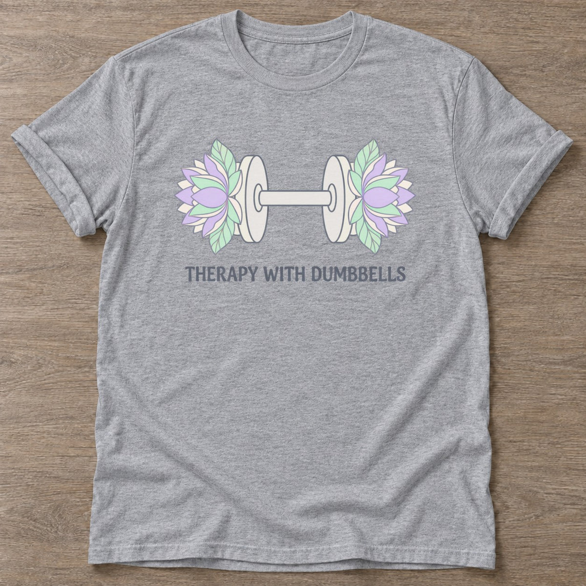 Sport Grey Floral Iron T-shirt — floral strength design, for women who train