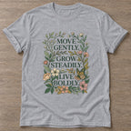 Sport Grey Live Boldly T-shirt — motivational slogan design, for women who train