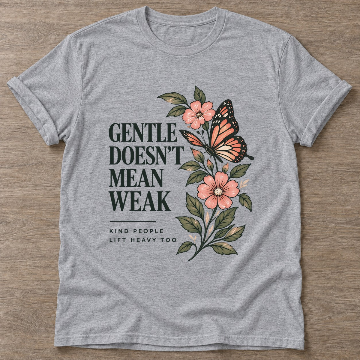 Sport Grey Strong And Gentle T-shirt — rest and recovery design, for women who train