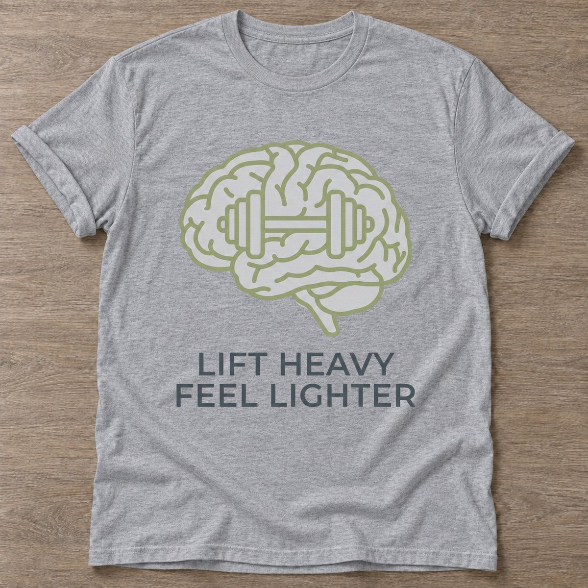 Sport Grey Mind Over Matter T-shirt — motivational slogan design, for women who train