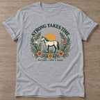 Sport Grey Don't Rush The Becoming T-shirt — growth mindset design, for women building a habit