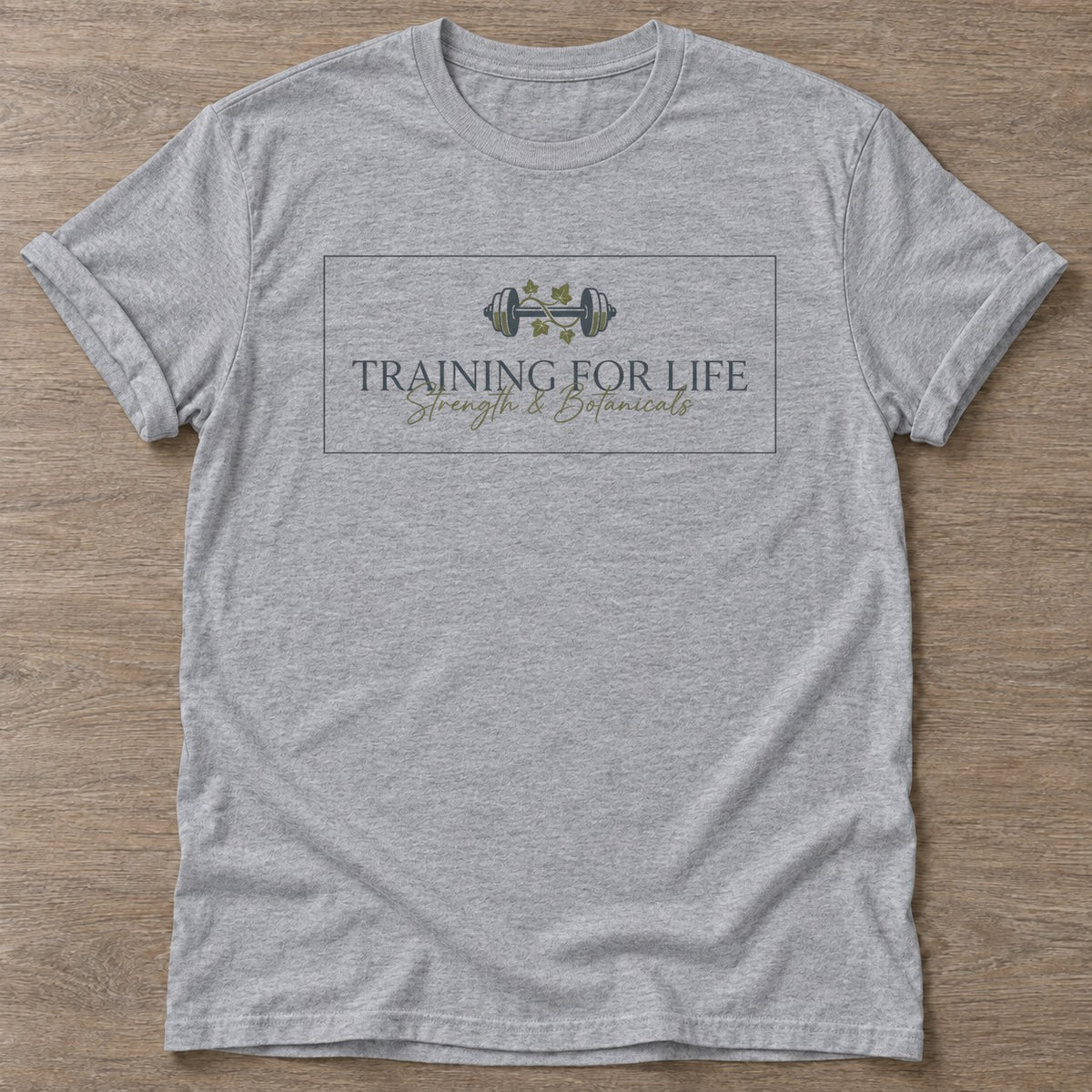Sport Grey Botanical Grind T-shirt — floral strength design, for women who train