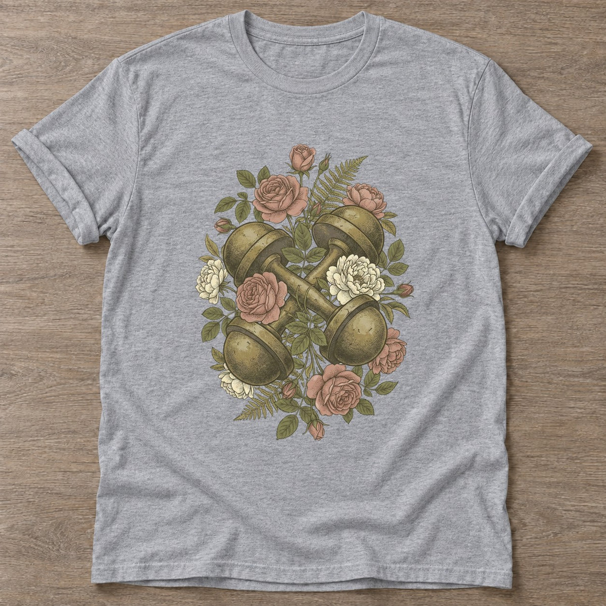 Sport Grey Lift And Grow T-shirt — weightlifting design, for women who lift