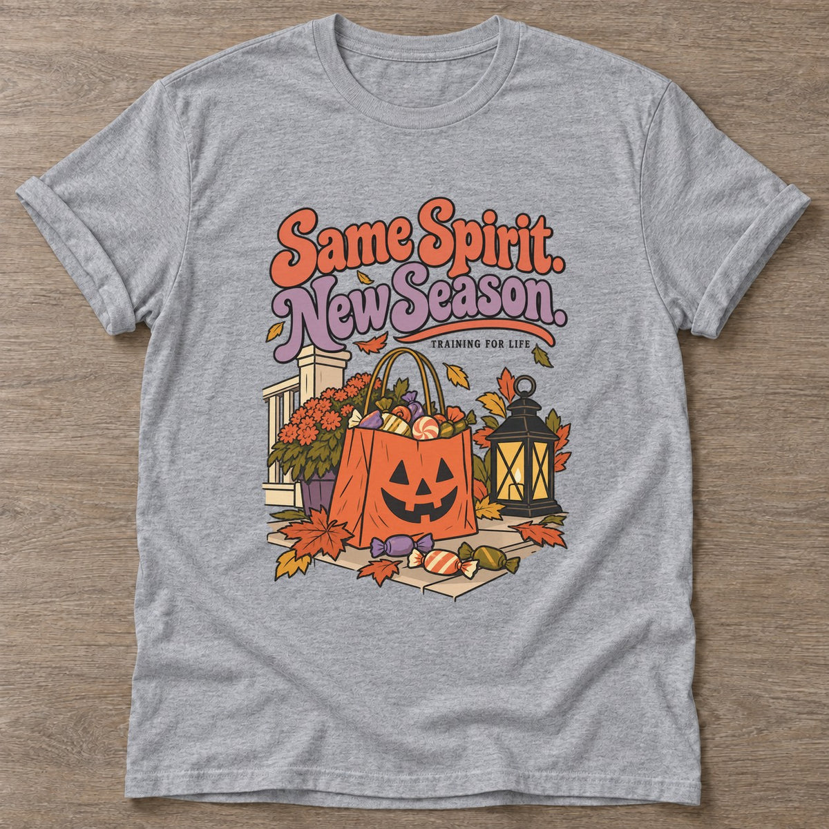 Sport Grey Autumn Harvest T-shirt — motivational slogan design, for women who train