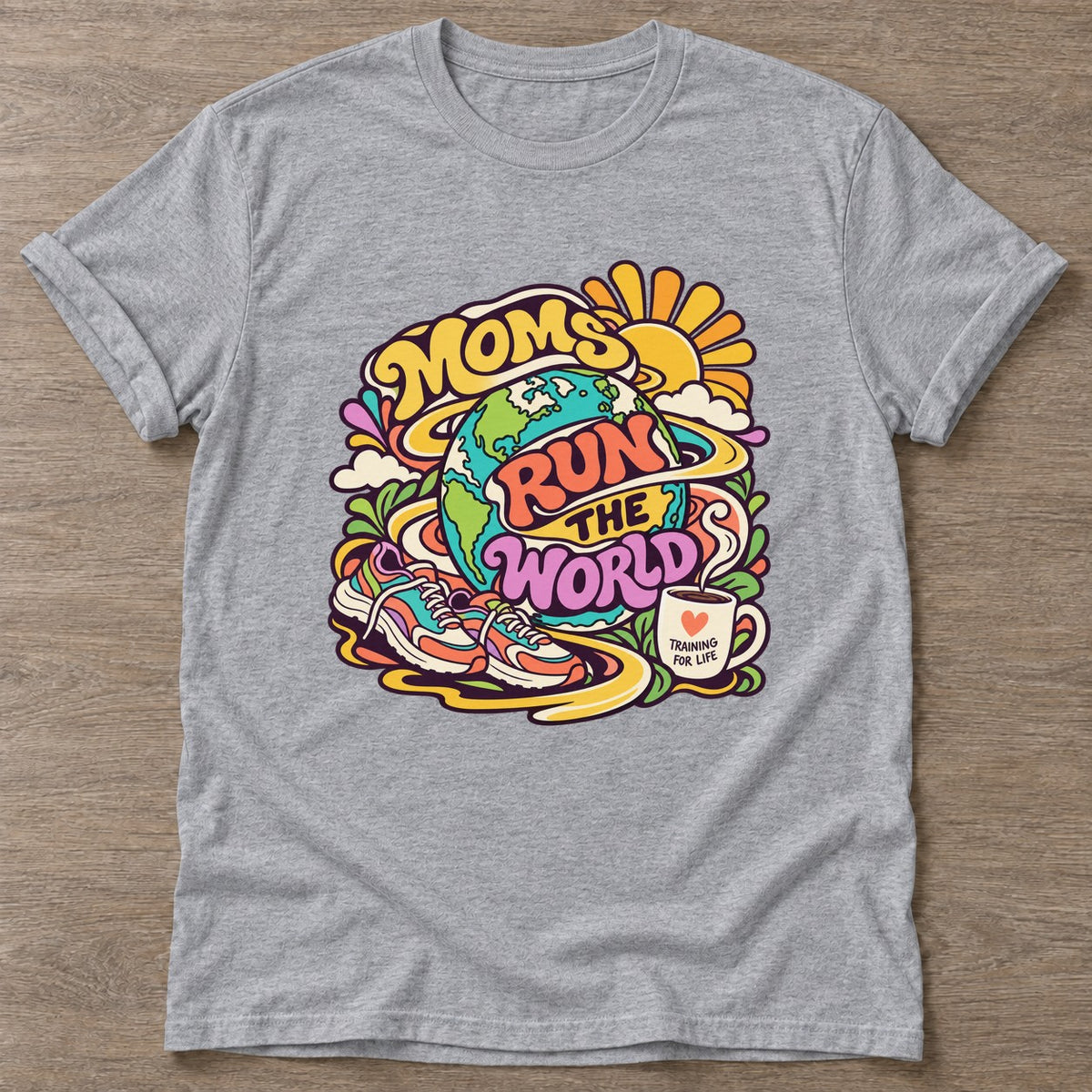 Sport Grey Run The World T-shirt — running design, for women who run
