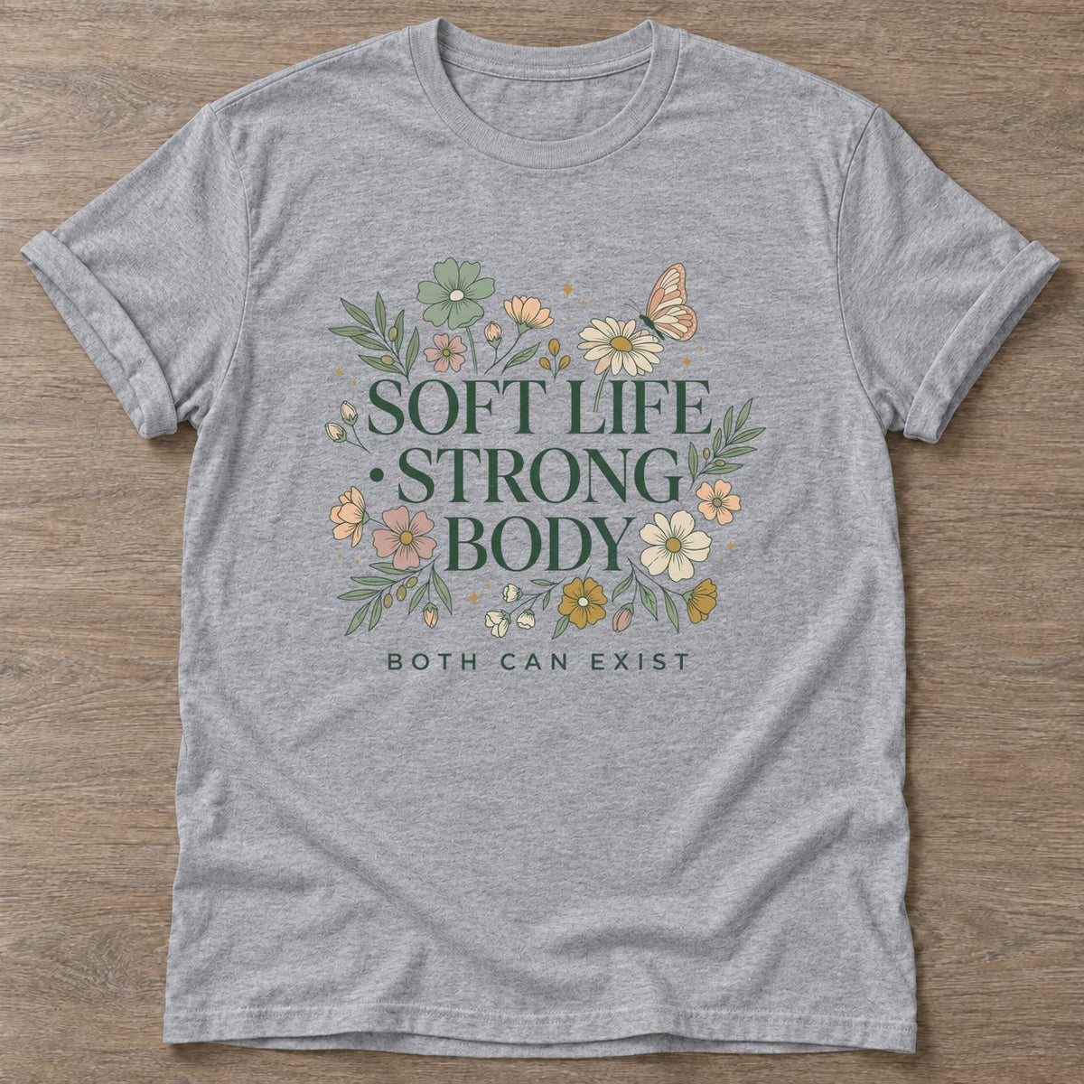 Sport Grey Soft Yet Strong T-shirt — rest and recovery design, for women who train