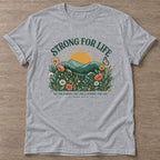 Sport Grey Wildflower Strength T-shirt — floral strength design, for women who train