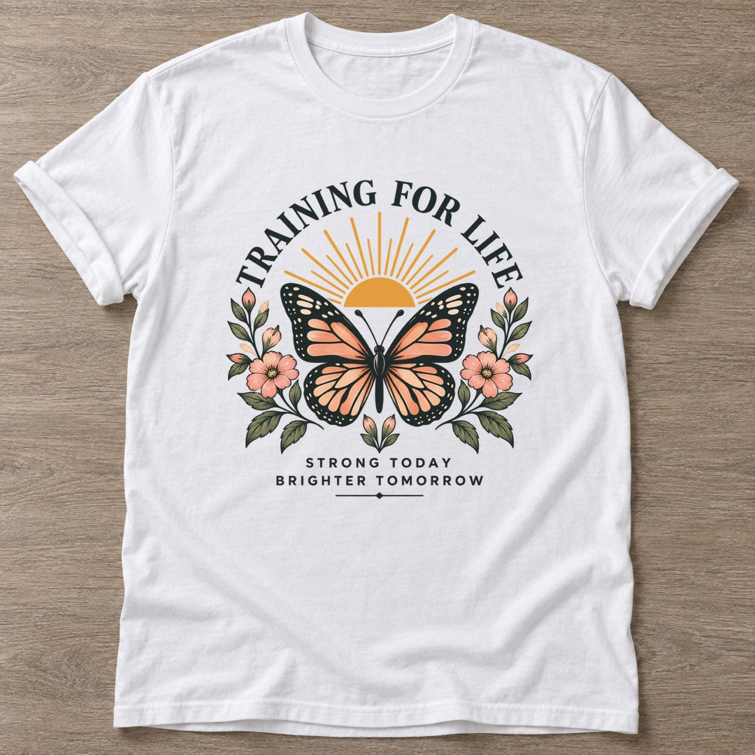 White Strong Today T-shirt — motivational slogan design, for women who train