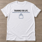 White Grocery Gains T-shirt — funny gym slogan, for women who train and laugh about it