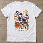 White One More Block T-shirt — walking club design, for women who walk