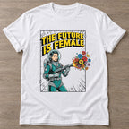 White Flower Power Astronaut T-shirt — floral strength design, for women who train