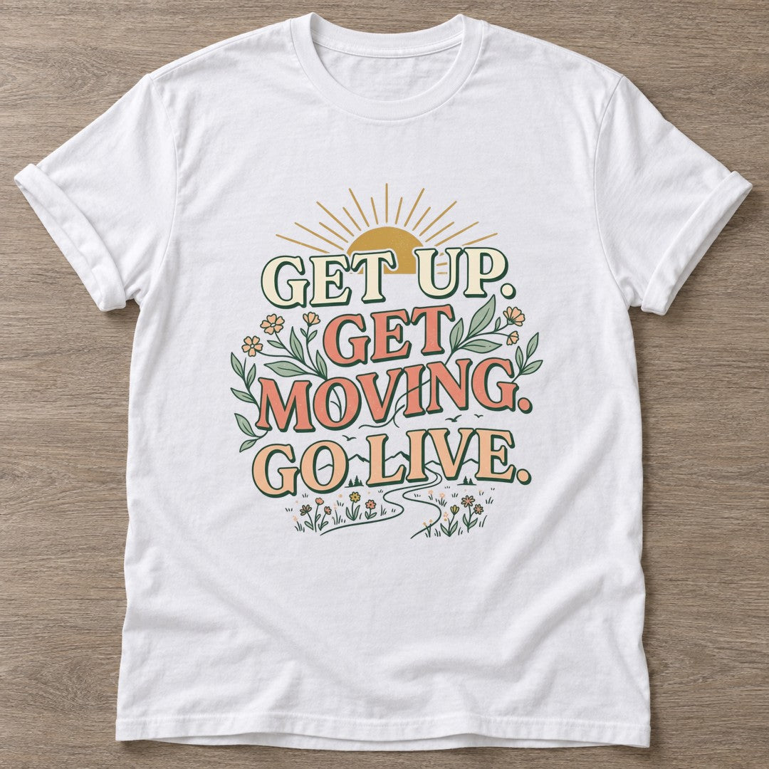 White Morning Momentum T-shirt — motivational slogan design, for women who train