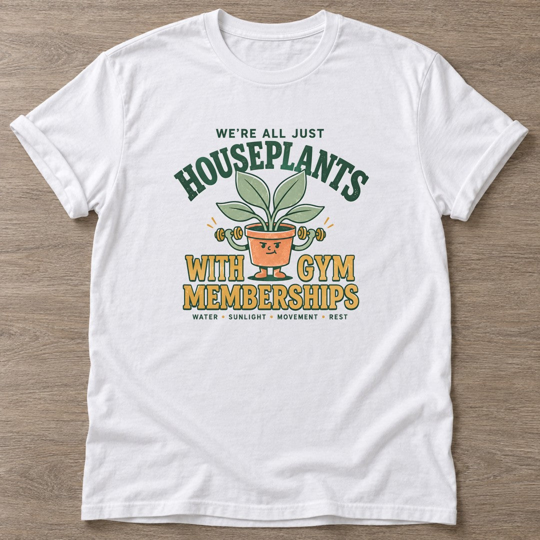 White Lifting Leaves T-shirt — floral strength design, for women who train