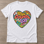 White Every Count Matters T-shirt — weightlifting design, for women who lift