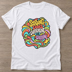 White Strong Looks Different T-shirt — body positive design, for every body in the gym