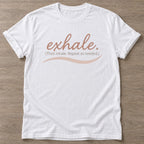 White Breathe Repeat T-shirt — rest and recovery design, for women who train