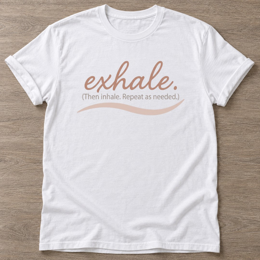 White Breathe Repeat T-shirt — rest and recovery design, for women who train