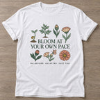 White Own Pace T-shirt — motivational slogan design, for women who train