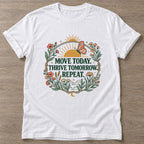 White Rise And Flourish T-shirt — growth mindset design, for women building a habit