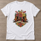 White Blossom Gains T-shirt — floral strength design, for women who train