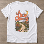 White Wildflower Path T-shirt — floral strength design, for women who train