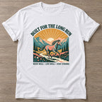 White Long Run Horse T-shirt — running design, for women who run