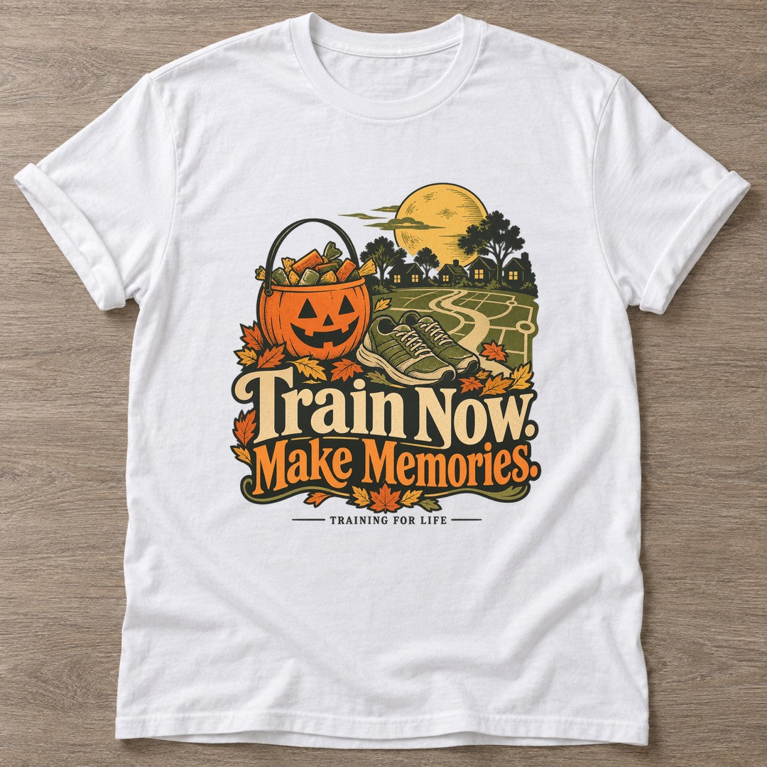 White Autumn Miles T-shirt — running design, for women who run