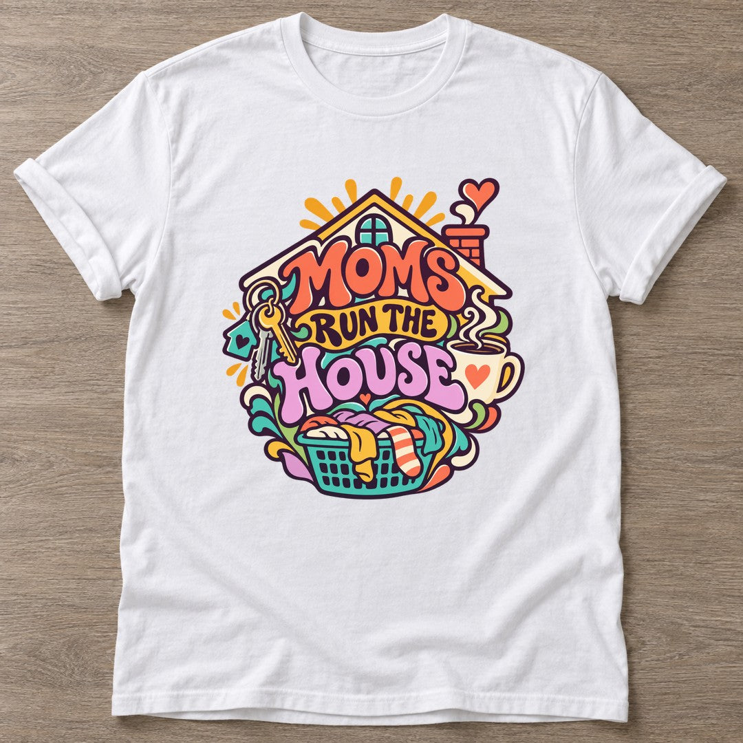 White Household Hustle T-shirt — funny gym slogan, for women who train and laugh about it
