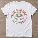 White Get Stronger T-shirt — weightlifting design, for women who lift