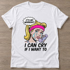 White Sweat Tears T-shirt — funny gym slogan, for women who train and laugh about it