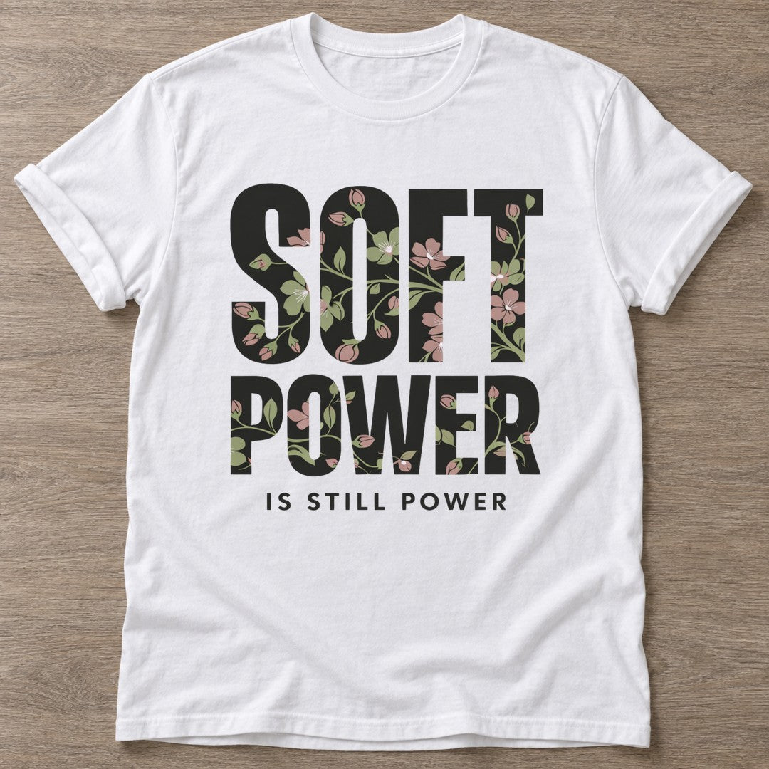 White Still Power T-shirt — rest and recovery design, for women who train