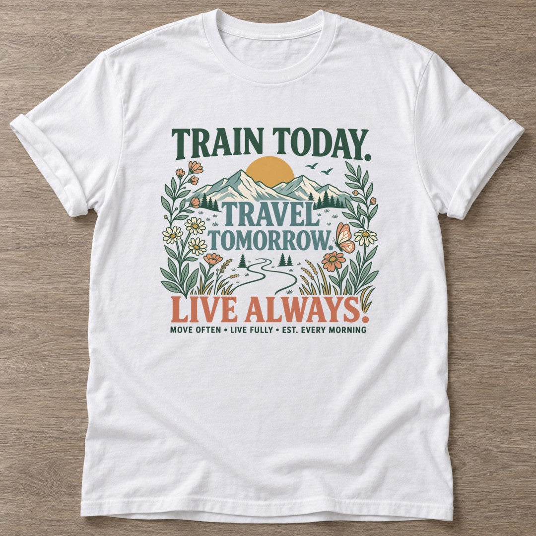 White Every Morning Matters T-shirt — motivational slogan design, for women who train