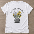 White Iron Flowers T-shirt — floral strength design, for women who train
