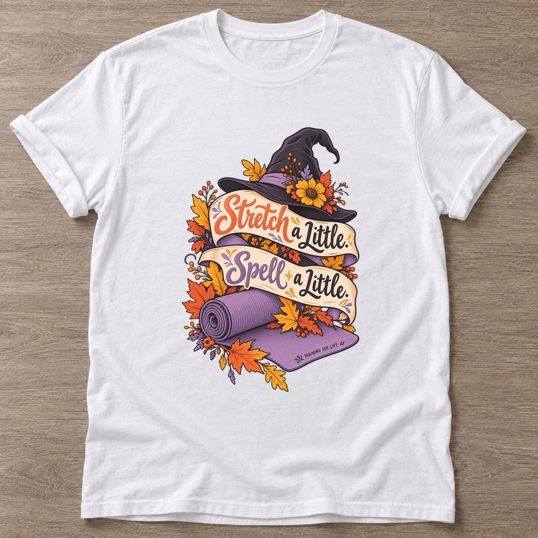 White Witch's Yoga Flow T-shirt — rest and recovery design, for women who train