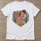 White Built For Hugs T-shirt — body positive design, for every body in the gym