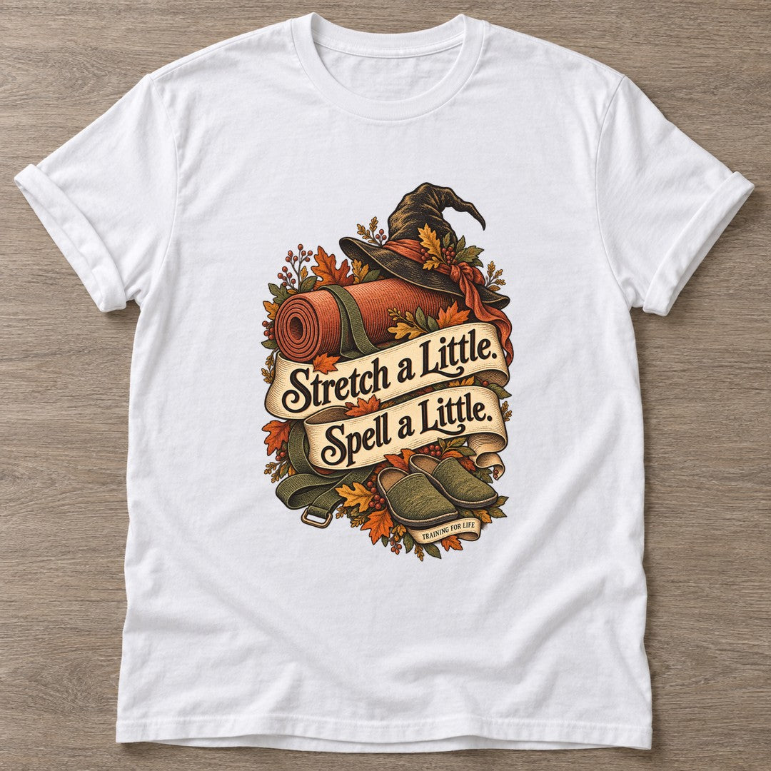 White Stretch And Spell T-shirt — rest and recovery design, for women who train