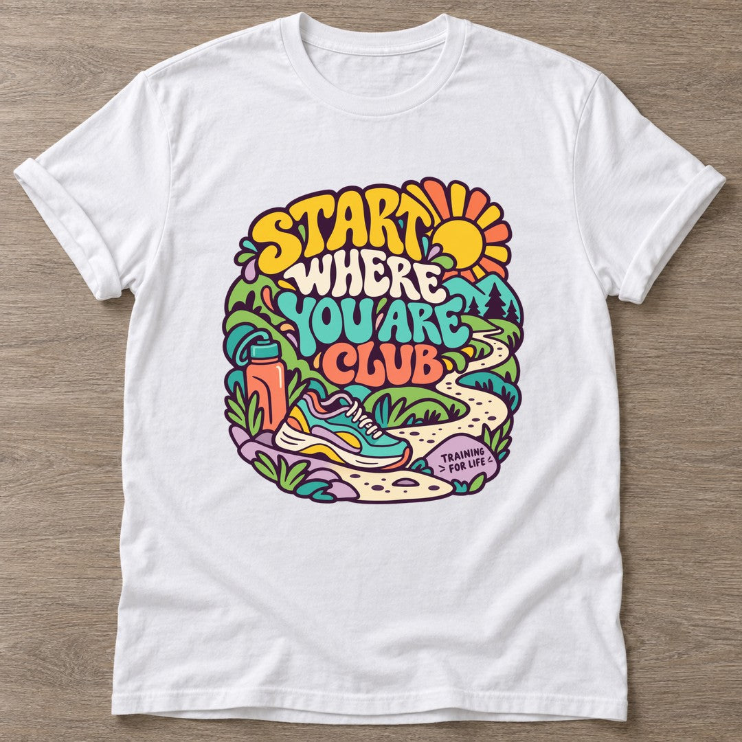 White Running Trails T-shirt — running design, for women who run