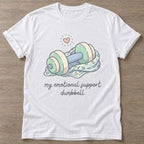 White Therapy Gains T-shirt — weightlifting design, for women who lift