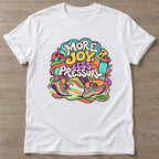White Joy Over Pressure T-shirt — rest and recovery design, for women who train