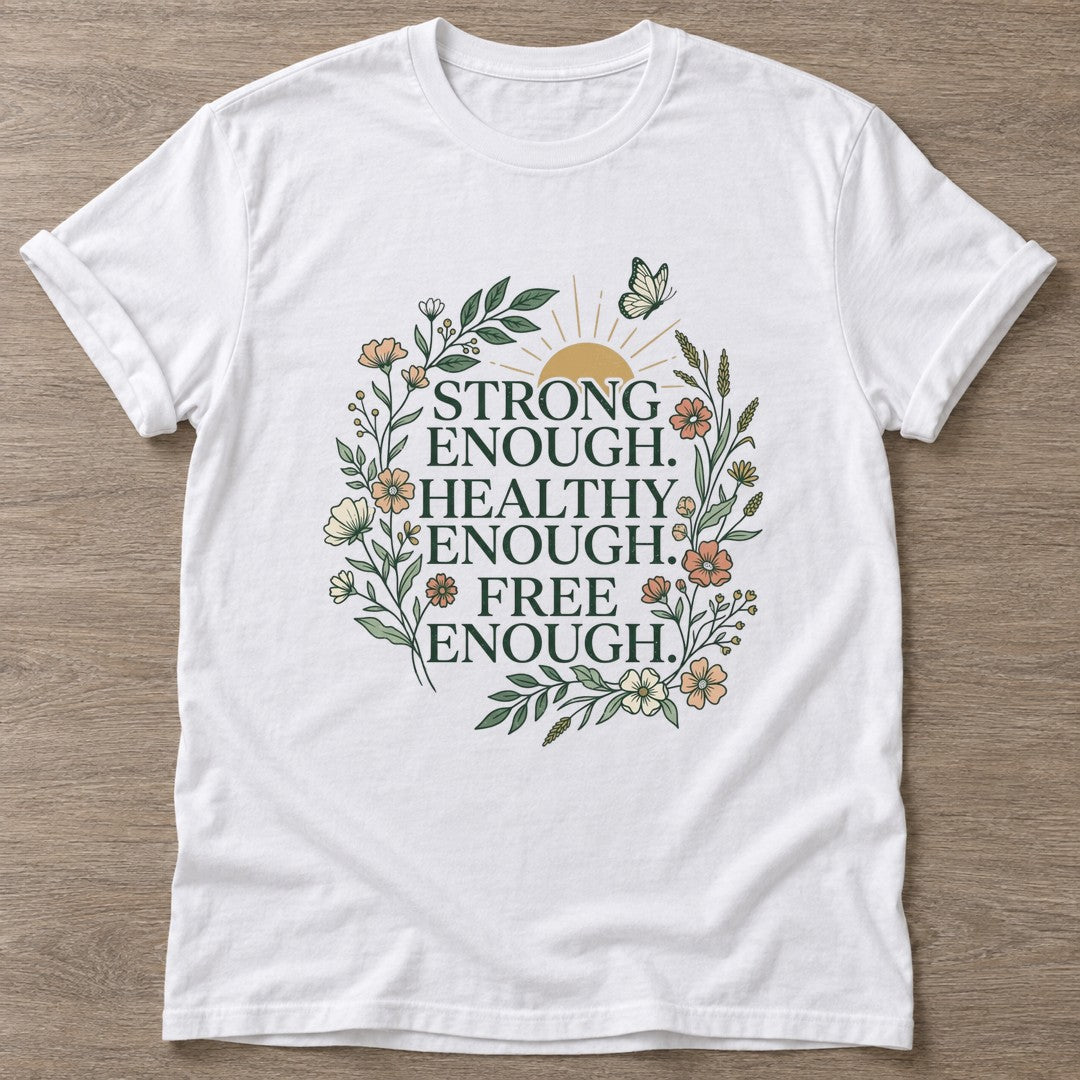 White Enough Movement T-shirt — motivational slogan design, for women who train
