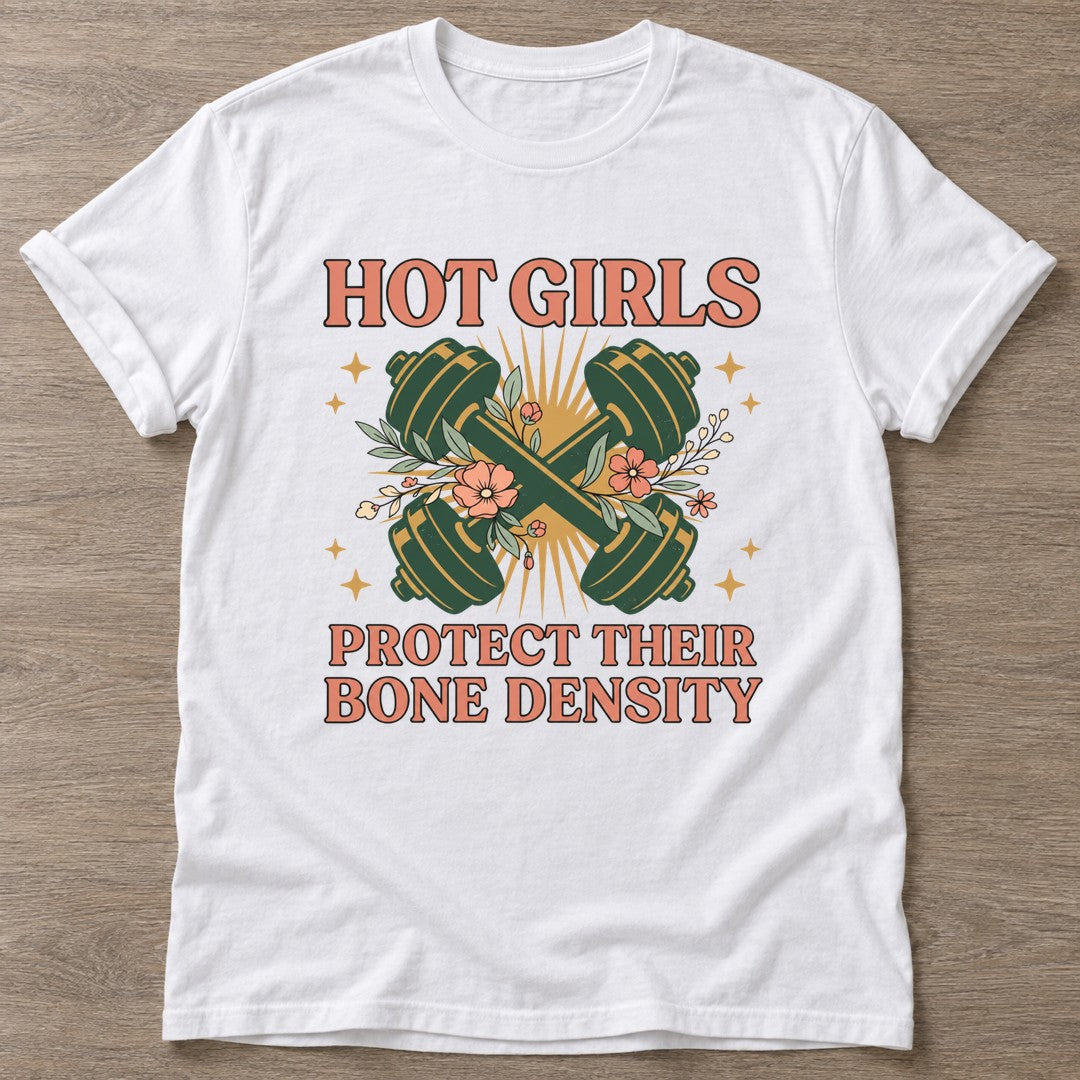 White Hot Girls Lift T-shirt — weightlifting design, for women who lift
