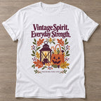White Vintage Spirit T-shirt — longevity training design, for women over 40